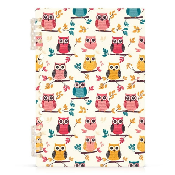 Cute Owls with Leaves Spiral Journal Notebook College Ruled Notebook 8.3" x 5.7" A5 Lined Thick Paper Page