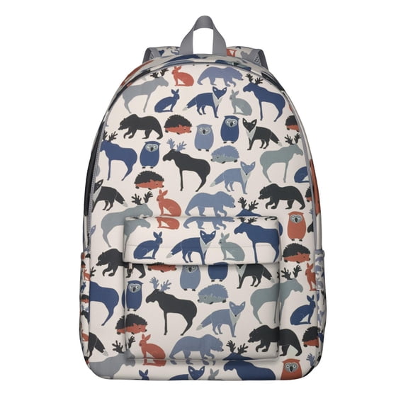 Cute Ox Cartoon Backpack, Waterproof School Bag with Fluffy Forest Design and Artistic Floral Night Sky Pattern