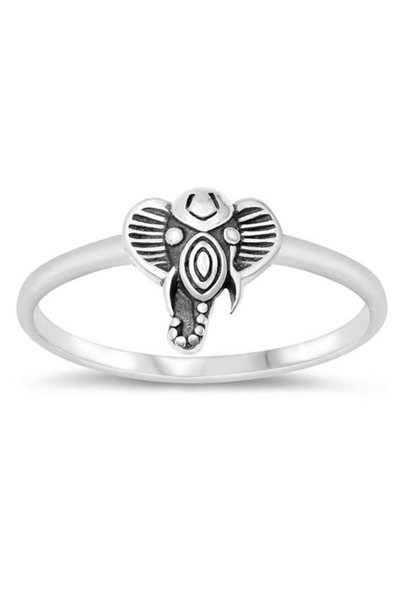 Cute Oxidized African Elephant Ring .925 Sterling Silver Band Jewelry Female Male Unisex Size 9