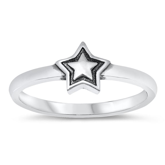 Cute Oxidized High Polish Star Sterling Silver Ring 925 Jewelry Female Male Unisex Size 6