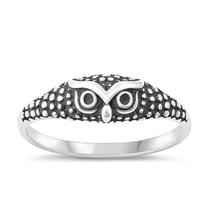 Cute Oxidized Owl Ring .925 High Polished Sterling Silver Band Jewelry Female Male Unisex Size 9