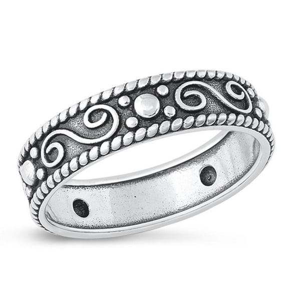 Cute Oxidized Ring .925 Sterling Silver Vintage Bali Style Band Jewelry Female Male Unisex Size 12