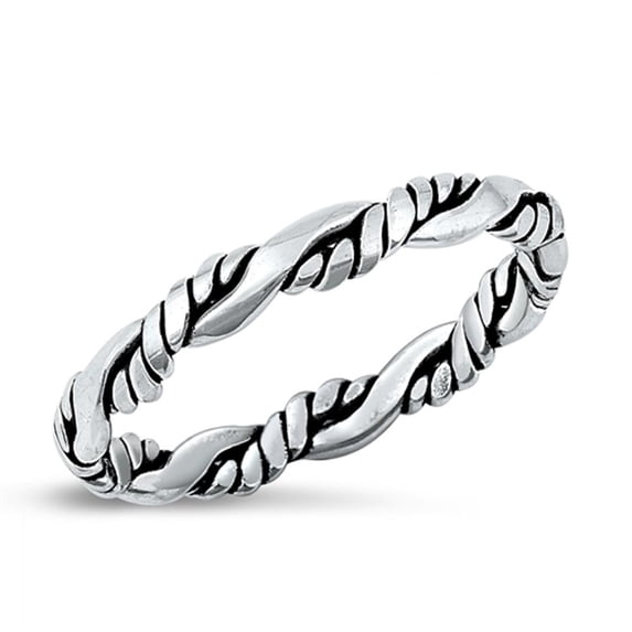 Cute Oxidized Wholesale Ring .925 Sterling Silver Rope Twist Band Jewelry Female Male Unisex Size 5