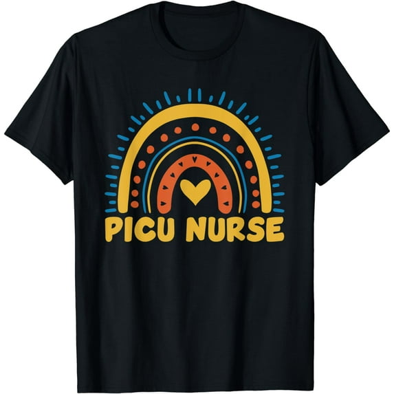 Cute PICU Nurse Rainbow Design Love Peadiatric Nursing T-Shirt