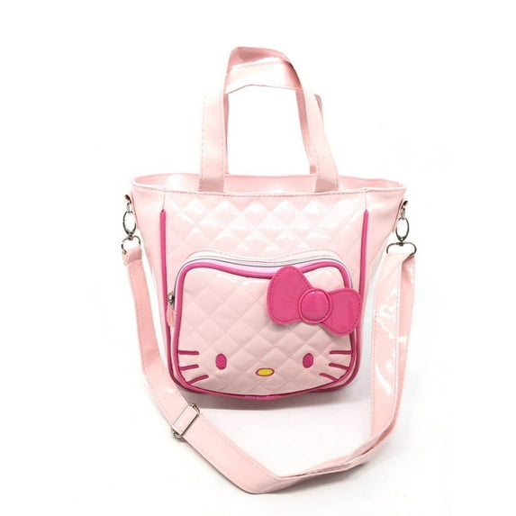 Cute PU Glossy KT Cat Handbag Two-in-One Shoulder and Crossbody Bag Lunch Box Bag Makeup Bag Single Shoulder Bag