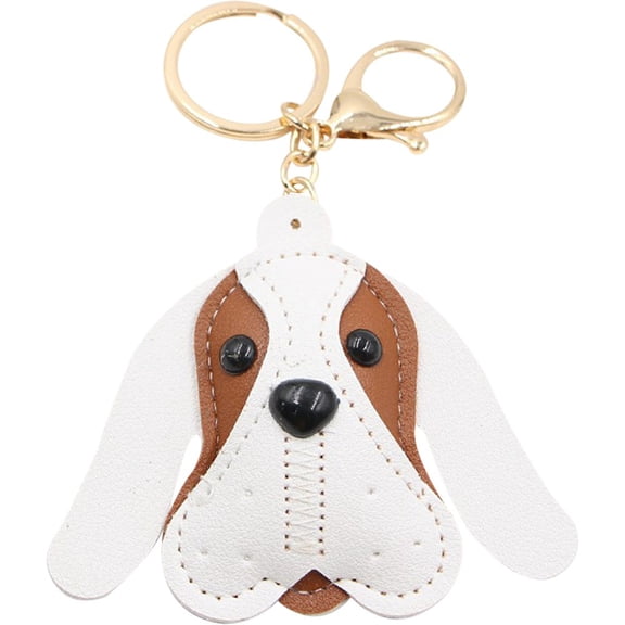 Hsqqdc PU Leather Dog Keychain, Cute Animal Car Key Pendant for Men and Women