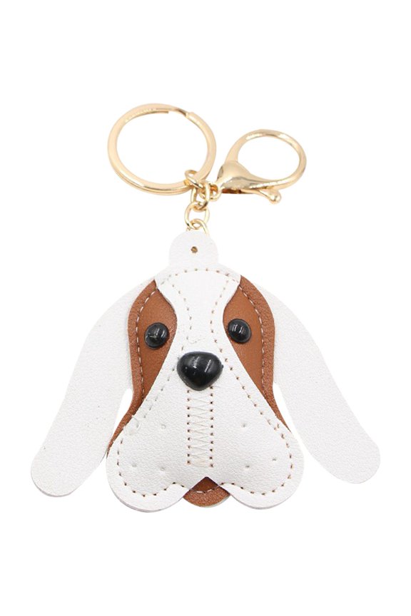 PU Leather Dog Keychain, Cute Animal Car Key Pendant for Men and Women