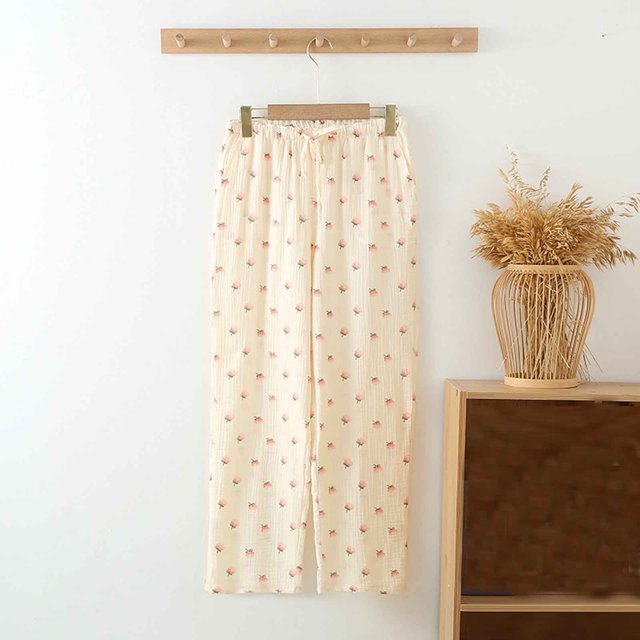 Cute Pajama Pants Women Wide Leg Floral Animals Pajamas Bottoms Lounge
