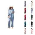 thumbnail image 1 of Cute Pajama Set – Cotton Shorts for Women Women's Fashionable Pajama Set Silk Pajamas 2 Piece Satin Pajama Set Long Sleeve Button Down Casual Suit With Pants, 1 of 4