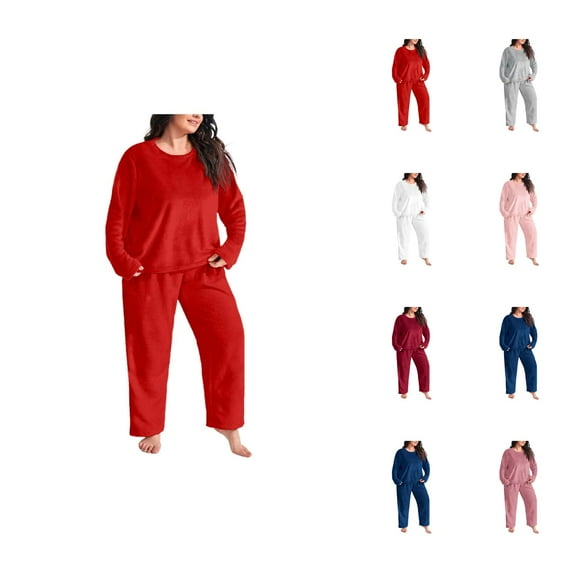 Cute Pajama Set – Strappy Lace Sleepwear Women Women's Plus Size Flannel Pajama Set Thickened Warm Coral Loungewear Loose Fit Winter Sleepwear & Outerwear For Home And Outdoor Use