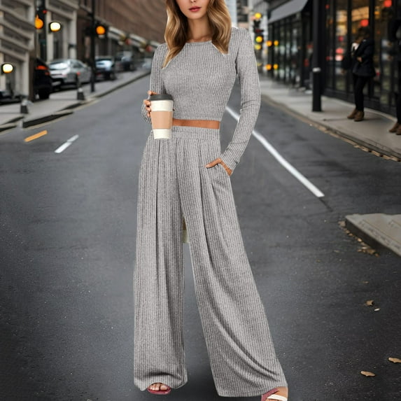 Cute Pajama Sets for Women Solid Color Print Long Sleeve Top And Pant Pj Set Loungewear Soft Two Piece Holiday Sleepwear Sets GY1 M