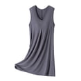 thumbnail image 1 of Cute Pajamas New Women Basic Sleeveless V Neck Nightgown Cotton Soft Comfy Tank Nightdress Flowy Pleated Lounge Mini Sleepdress Gray XL, 1 of 5