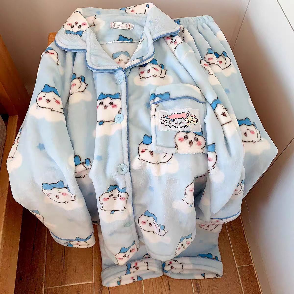 Cute Pajamas Suit Anime Usagi Hachiware Chiikawa Kawaii Cartoon Women ...