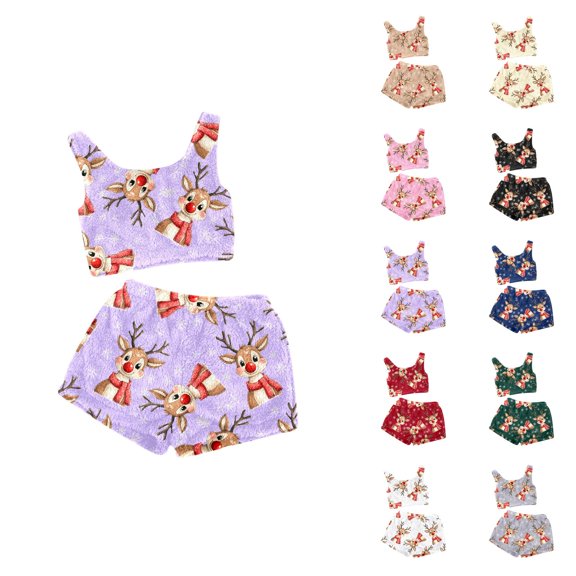 Cute Pajamas for Women – Cozy 2 Piece Shorts Women's Two Piece Casual Set Solid Color Tank Top And Shorts Comfortable Sleepwear And Loungewear Outfit