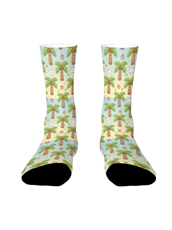 Cute Palm Trees Funny Novelty Crew Socks for Women Men Sports