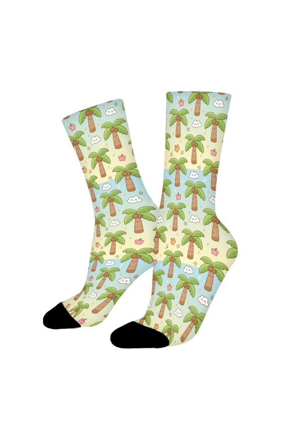 Cute Palm Trees Funny Novelty Crew Socks for Women Men Sports
