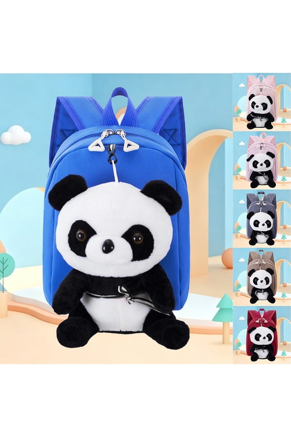 Cute Panda Animal Backpack with Plush Face Design Lightweight Breathable Straps Elementary School Bookbag