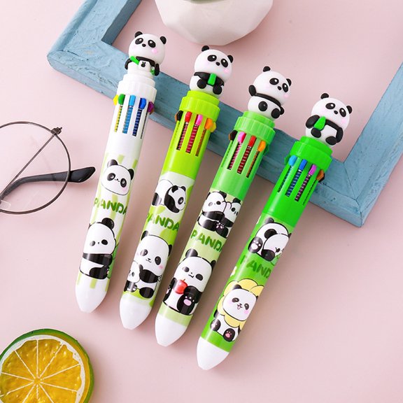 Cute Panda Backpack Ballpoint Pen Set - 10-Color Creative Stationery for Students, Colorful Notebook & Scrapbooking, 2ml Novelty Animal Gel Pens White A