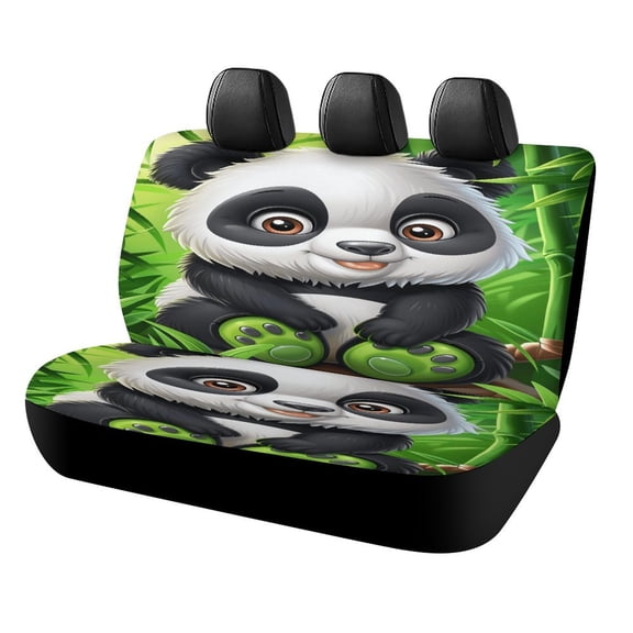 Cute Panda Bamboo Forest-3 Car Rear Seat Cover Accessories Universal Fit Car Seat Covers Durable