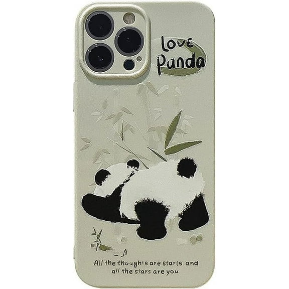 Cute Panda Bamboo Soft for iPhone Case (Green,iPhone 14 Pro Max)