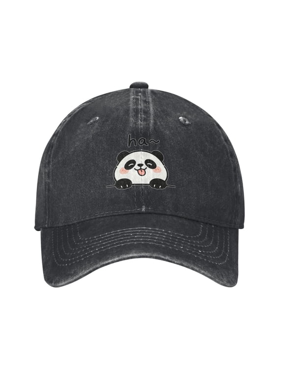 Cute Panda Baseball Cap Denim Adjustable Funny Pandas Hats Gifts for Women Men Adults Panda Lovers Outdoor Travelling