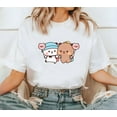 thumbnail image 1 of Cute Panda Bear Bubu Dudu Pig balloon T-shirt Couple Tee,Sand color,size L, 1 of 1