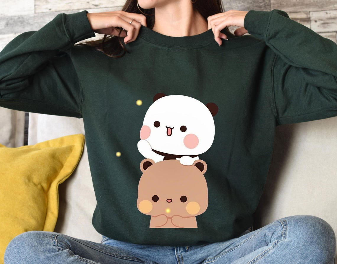 Cute Panda Bear Bubu Dudu Sweatshirt Couple Love for Men Women,White ...