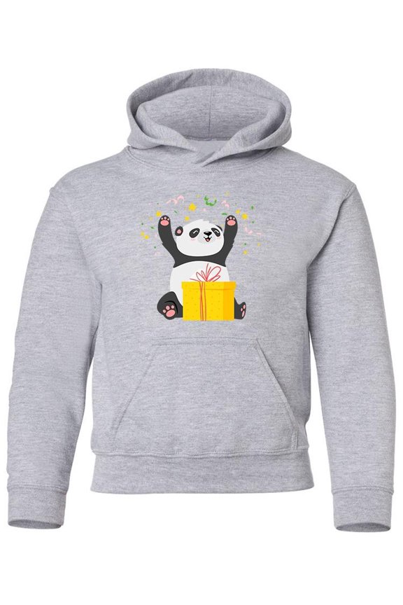 Cute Panda Bear Opening Present Hoodie Juniors -Image by Shutterstock, Medium