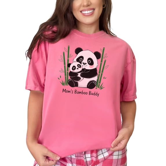 Cute Panda Bear T-Shirt, Mom and Baby Panda Graphic Tee, Family Matching Shirt, Bamboo Buddy Design, Adorable Animal Print Top, Crunchberry Comfort Colors T-Shirt, 3XL