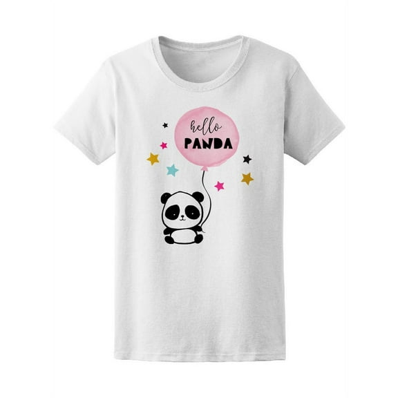 Cute Panda Bear With Balloon T-Shirt Women -Image by Shutterstock, Female Medium