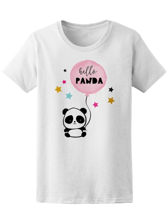 Cute Panda Bear With Balloon T-Shirt Women -Image by Shutterstock, Female Medium
