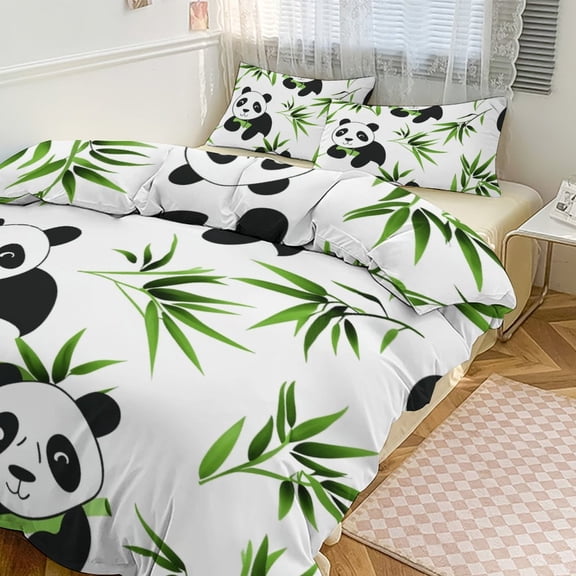 Cute Panda Bedding Set with Zipper Closure for Girls & Boys