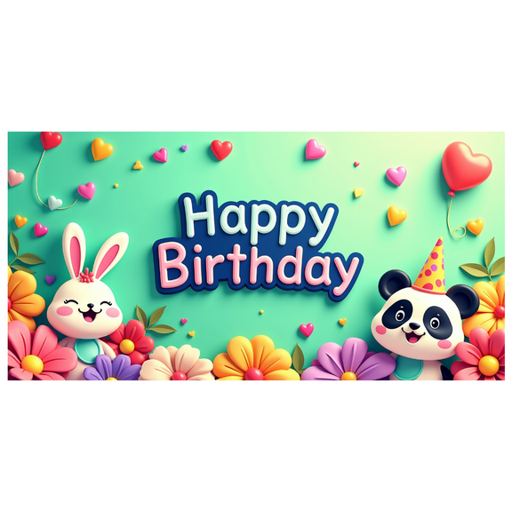 Cute Panda Birthday Theme Party Backdrop with Colorful Balloons and Gifts Banner Background for Photography Props Kids Celebration Event Decorations