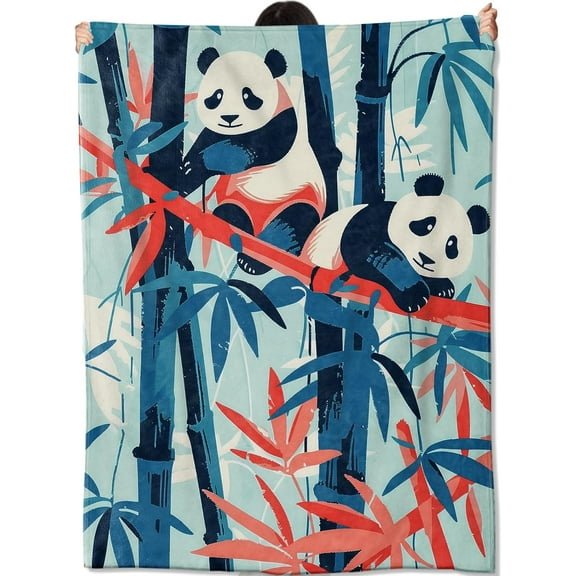 Cute Panda Blanket Gifts for Kids Women Adult Girls,Lush Bamboo Throw Blankets,Soft Comfy Lightweight for Home Couch Bed Sofa Decor,AsianInspired Art 50x60in