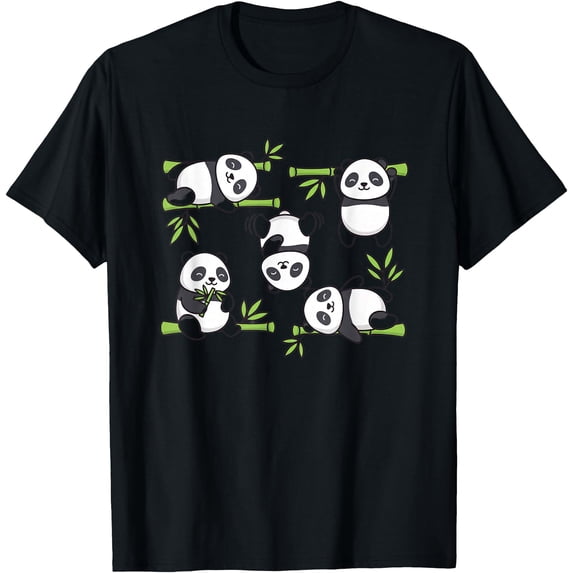 Cute Panda Cartoon Bamboo Pack Playful Kawaii Jungle T-Shirt - Walmart.com