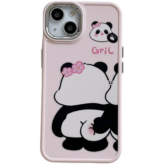 Cute Panda Couples Funny Grab Butt Soft Phone Case Compatible with iPhone Case (Pink,iPhone 15 Plus)