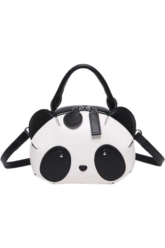 Cute Panda Crossbody Bag PU Leather Panda Shoulder Bag Cartoon Handbag Mini Coin Purse Wallet Fashion Messenger Bag for Women