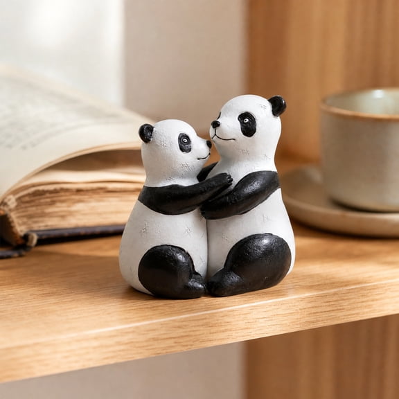 Cute Panda Decorative Garden Statues,Resin Unique Animal Garden Statues, Modern Home Sculptures, Modern Panda Garden Statues, for Living Room Entrance, Bookshelf, Bedroom, Office Table Decorations