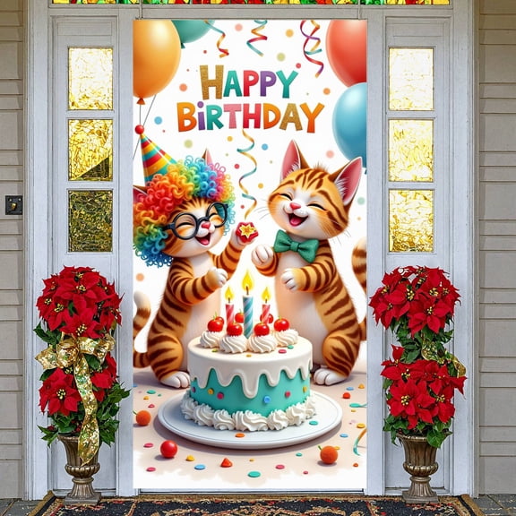 Cute Panda Design  Banner Vibrant Color Scheme Birthday Party Backdrop Cartoon Style Multi-layered Cake Birthday Celebration Display for Kids Birthday Party Panda Themed Party Indoor Celebration