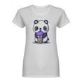 thumbnail image 1 of Cute Panda Drinking Boba Tea Shaped T-Shirt Women -Image by Shutterstock, Female Medium, 1 of 2