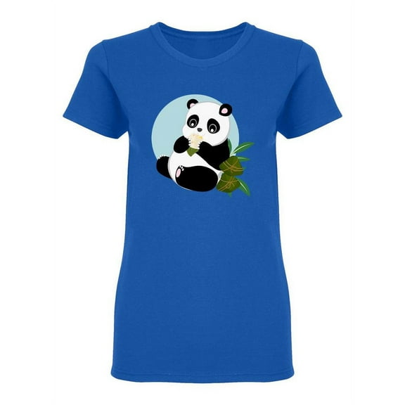 Cute Panda Eating Rice Shaped T-Shirt Women -Image by Shutterstock, Female XX-Large
