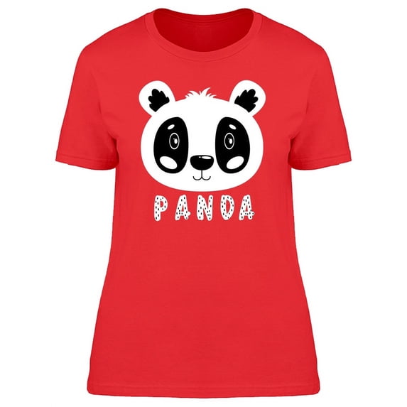 Cute Panda Face Doodle Cartoon T-Shirt Women -Image by Shutterstock, Female Large
