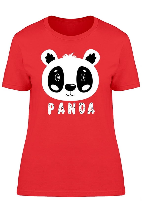 Cute Panda Face Doodle Cartoon T-Shirt Women -Image by Shutterstock, Female Small
