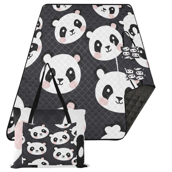 Cute Panda Face Extra Large Picnic Beach Blanket Waterproof Sand Proof Portable Outdoor Mat 80x118