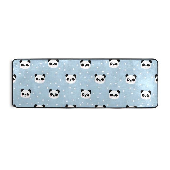 Cute Panda Face Pattern Runner Rug 24x72 Inch Cushioned Non Slip Soft Absorbent Floor Mat