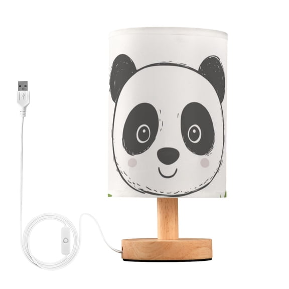 Cute Panda Faces Leaves Table Lamp with USB Port LED Warm Light Lamp Night Light Home Decor