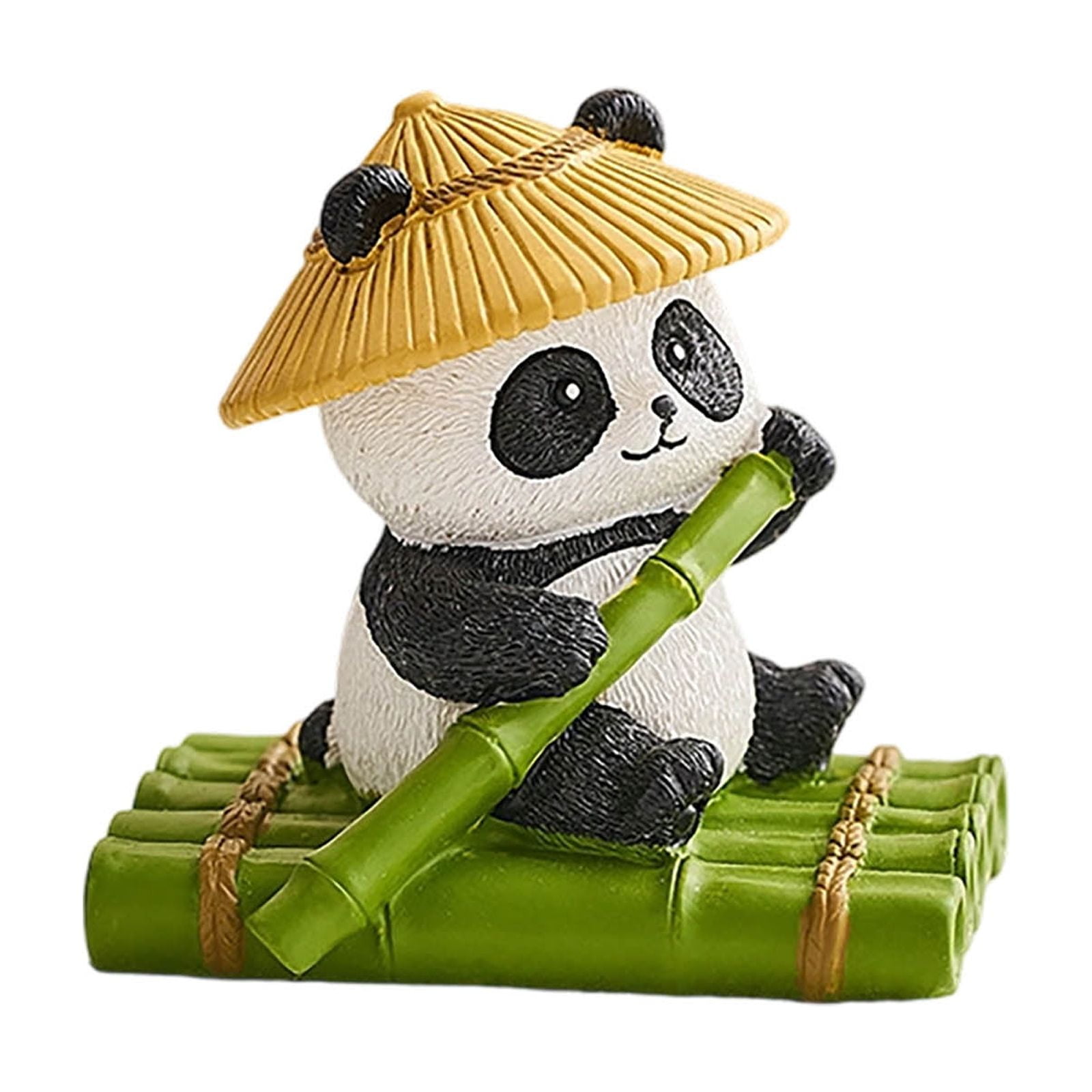 Cute Panda Fisher Sculpture - Funny Fishing Panda Statue for Aquarium Tank, Garden Patio Decor, Animal Landscape Ornament and Panda Figurine Collectible