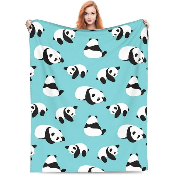 Cute Panda Flannel Fleece Bed Blanket Throw Blanket Lightweight Cozy Plush Blanket for Bedroom Living Rooms Sofa Couch