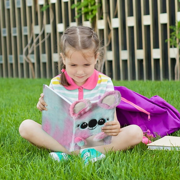 Cute Panda Fuzzy Plush Writing Journal Diary Glitter Hardcover Notebook Planner for School Office Supplies, 160 Pages Lined Paper