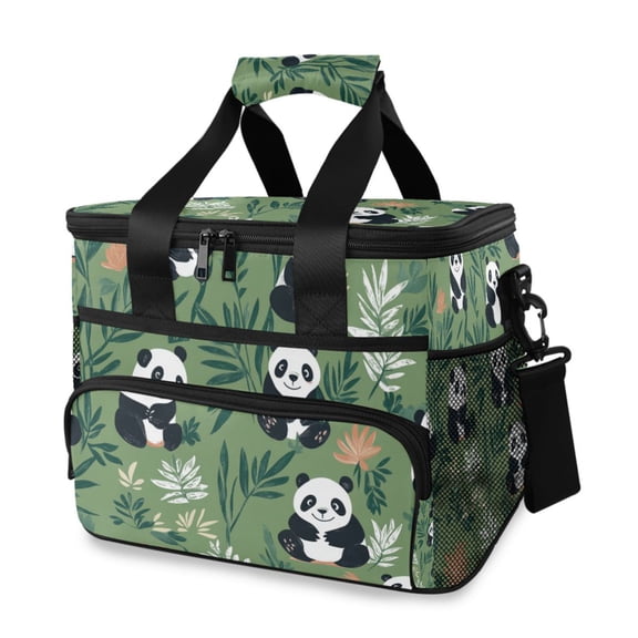Cute Panda Green Bottom Insulated Lunch Bag 15L Cooler Box for Women Men Work Camping Beach Travel